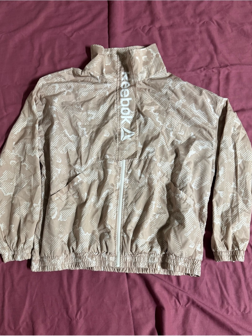 Reebok Printed Mesh Focus Track Jacket Mushroom Beige XL